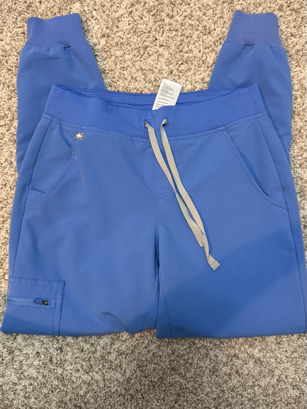 Figs Women's Blue Drawstring Jogger Sweatpants with Zip Pocket